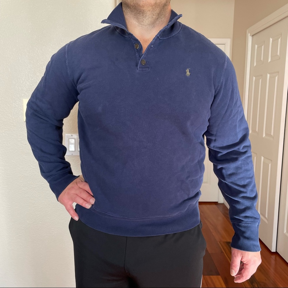 Polo by Ralph Lauren 90s Pullover Sweatshirt Mockneck Fleece Size XL